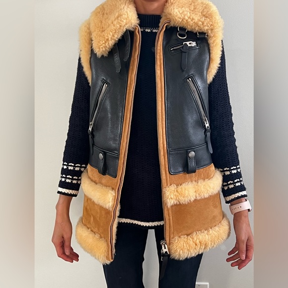 Coach shearling and leather vest XXS - Picture 4 of 11